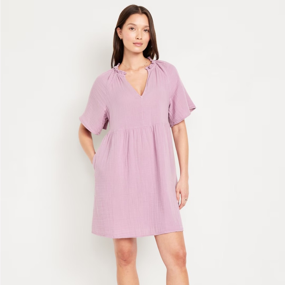 Split-Neck Mini Swing Dress | Large Tall
